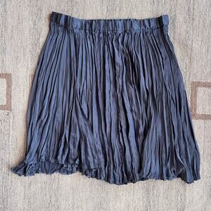 J. JILL NWT Satin Skirt Size XL Oxford Gray Midi Elastic Waist Flowy Crinkle $89